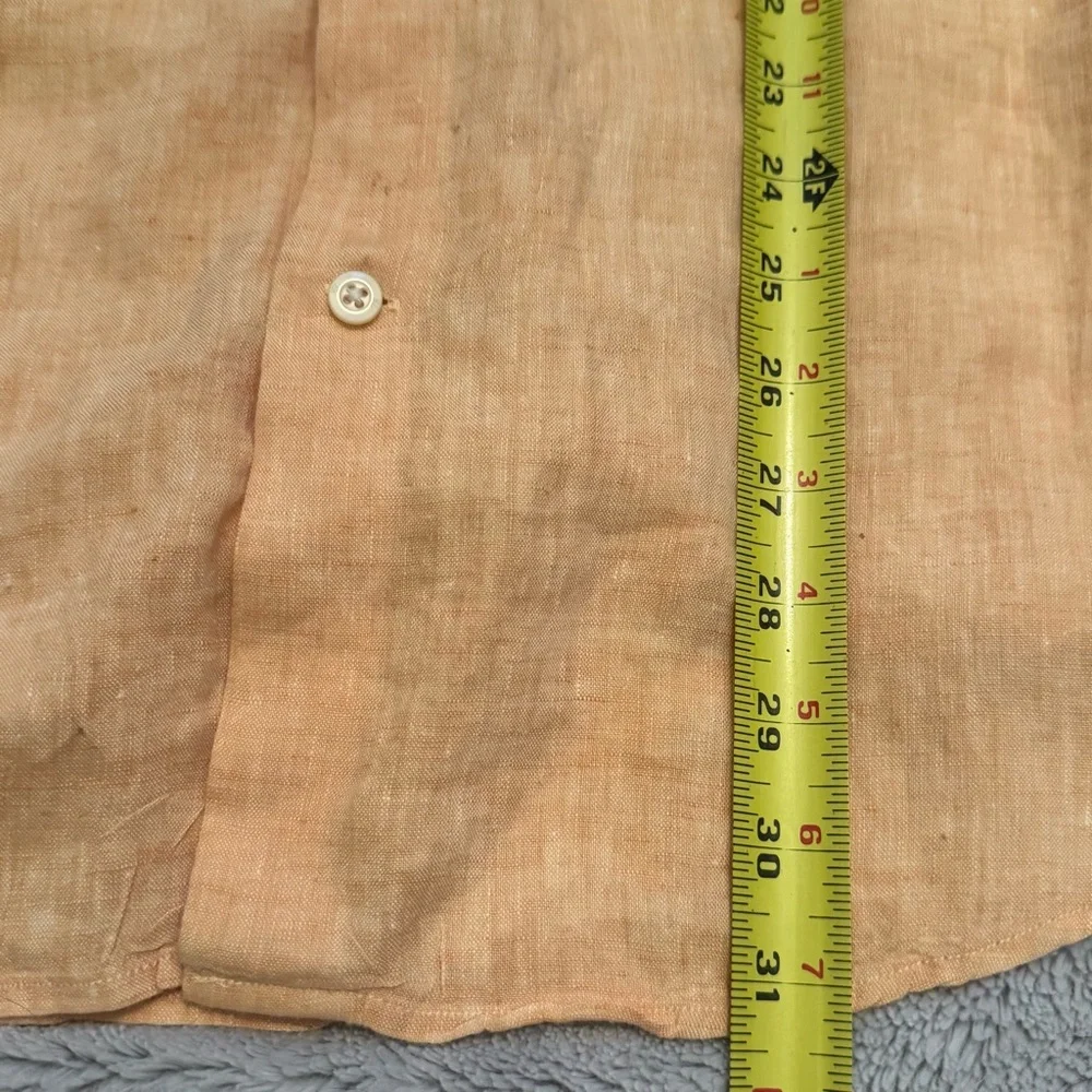 Banana Republic‎ Linen Button Up Shirt Peach Salmon XL Long Sleeve Pocket